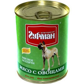 Четвероногий Гурман консервы для собак. Мясное ассорти мясо с овощами