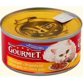 Gourmet \ Гурме консервы для кошек с Курицей с Индейкой Кусочки в Подливе
