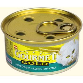 Gourme Gold \ Гурме Голд консервы для кошек Лосось с Цыпленком кусочки в подливе