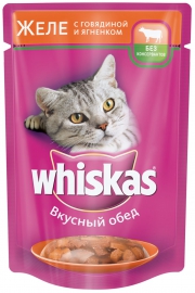 Whiskas \ Вискас консервы для кошек Желе с говядиной и ягненком