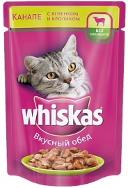 Whiskas \ Вискас консервы для кошек Канапе с ягненком и кроликом