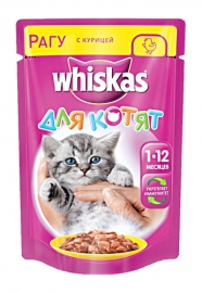 Whiskas \ Вискас консервы для котят Рагу с курицей