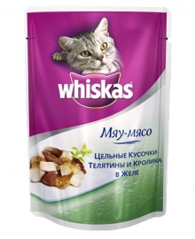 Whiskas \ Вискас консервы для кошек кусочки Телятина/Кролик в желе