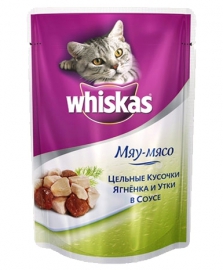 Whiskas \ Вискас консервы для кошек кусочки Ягненок/Утка в соусе