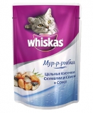 Whiskas \ Вискас консервы для кошек кусочки Скумбрия/Семга в соусе