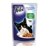 Феликс для кошек Лосось с цукини аппетитные кусочки в желе